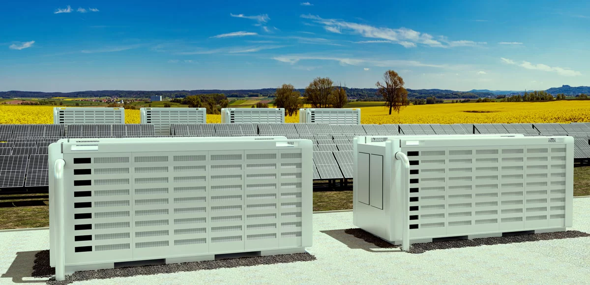 Solar field with battery storage